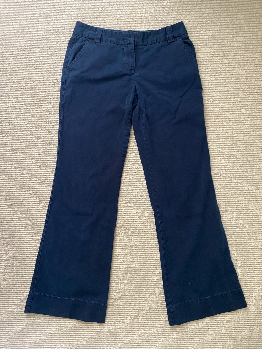 J. Crew Wide Leg Navy Chino Pants Classic Twill Preppy Cotton Women’s  Size 6